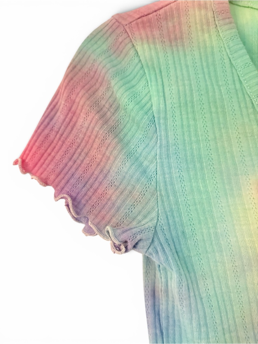 Tie-Dye Ribbed Button-Front Crop Top - Picture 3 of 6